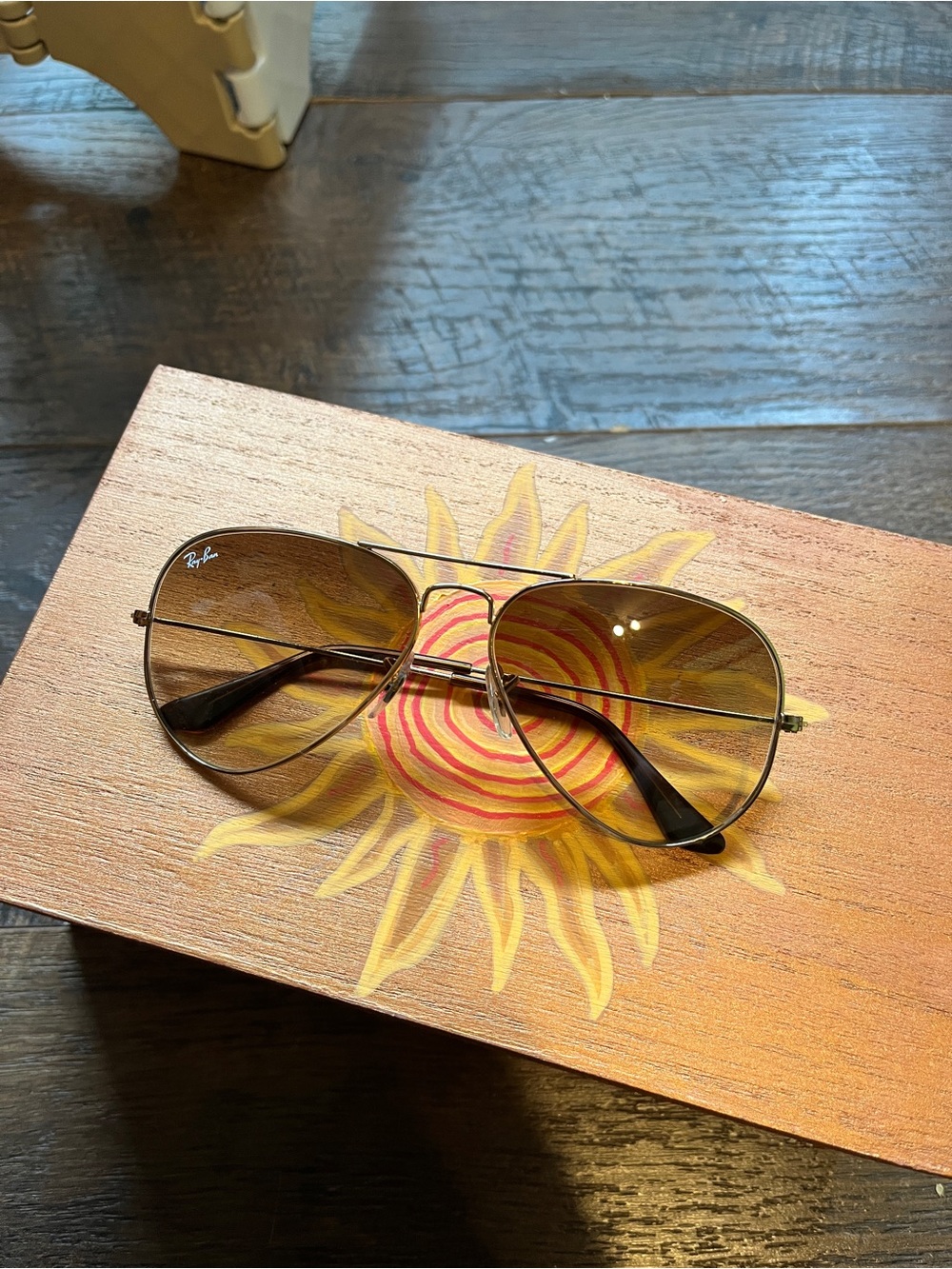Ray-Ban Aviator Sunglasses in Brown and Gold - Picture 7 of 7
